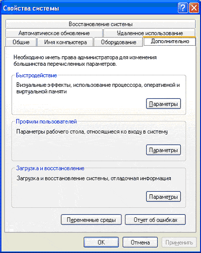 Настройка Windows XP