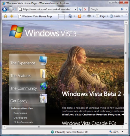 Windows Internet Explorer 7 in Windows Vista