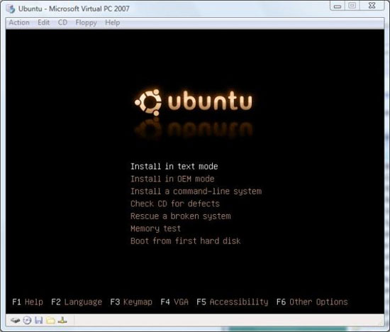 Virtual PC 2007 - Установка Ubuntu