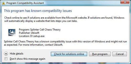 Splinter Cell: Chaos Theory и Windows Vista
