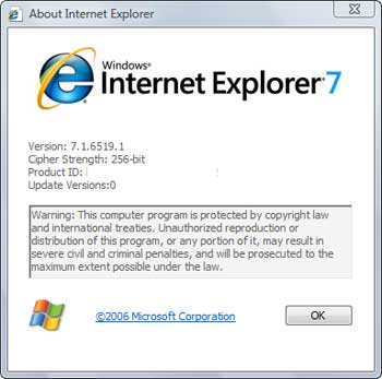 IE7 Windows Seven