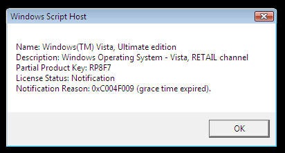 Нелицензионная копия Windows Vista
