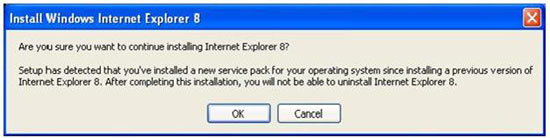 Microsoft предупреждает пользователей XP SP3 о ловушке IE8