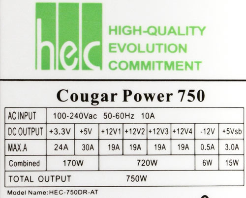 Блок питания HEC Cougar Power 750DR-AT