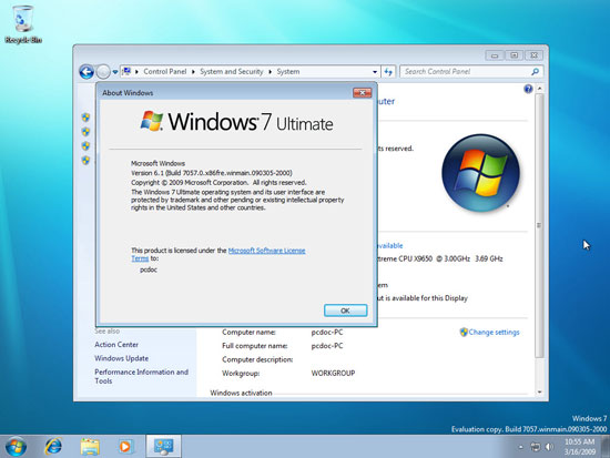Тест производительности Windows 7 build 7057