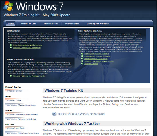 Windows 7 RC Training Kit 