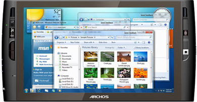 Сенсорный планшетник Archos 9 под управлением Windows 7