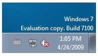 Удаляем отметку "Windows 7 Evaluation copy.Build 7100" из Windows 7 RC