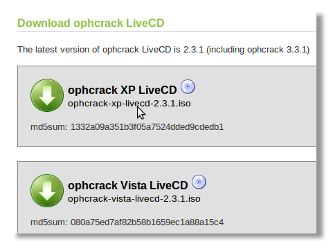 Ophcrack Vista Livecd 3.4.0