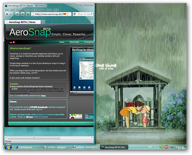AeroSnap в Windows Vista и XP