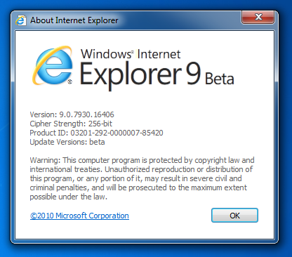 Microsoft выпустила Internet Explorer 9 Beta