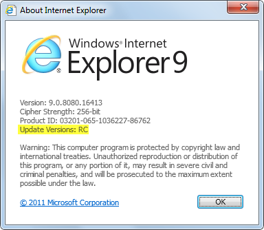 Internet Explorer 9 Release Candidate