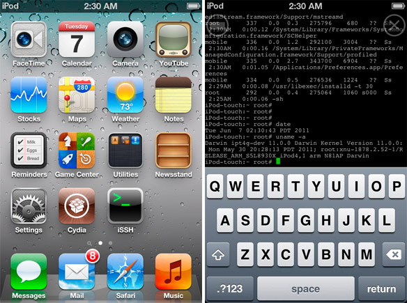 Джейлбрейк для iOS 5 вышел сразу после самой ОС