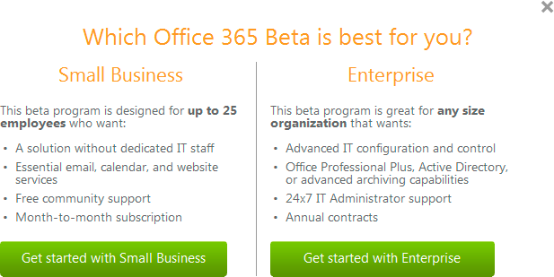 Первый взгляд на Office365 Beta