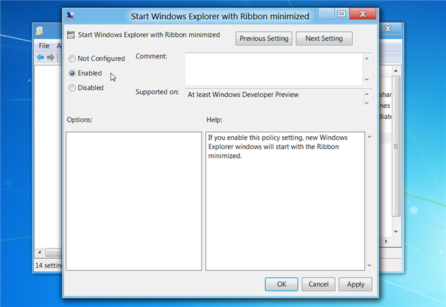 Минимизация интерфейса Ribbon в проводнике Windows 8