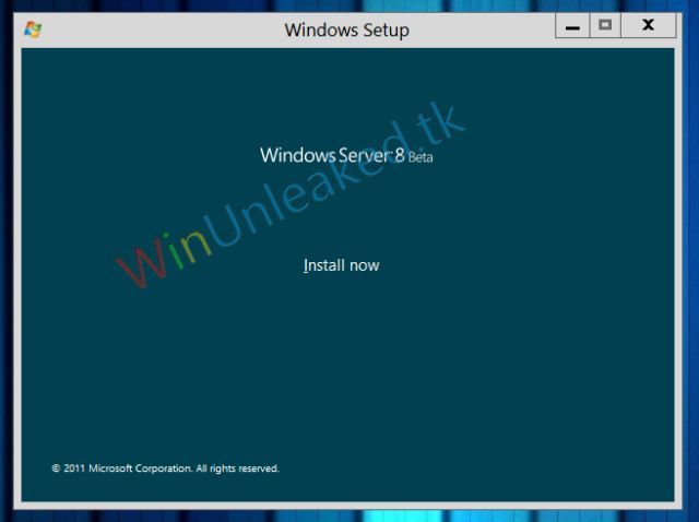 Скриншот установки бета-версии Windows Server 8