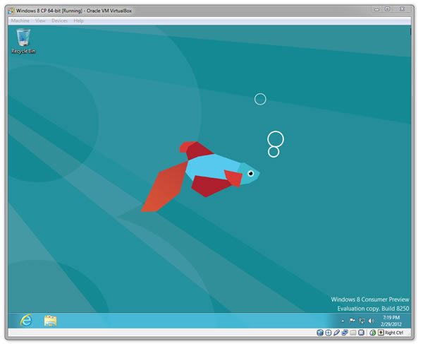 Установка Windows 8 Consumer Preview на виртуальную машину