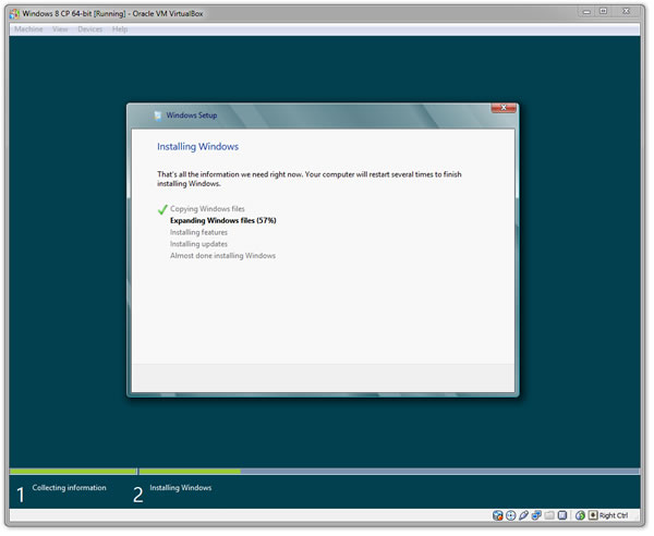 Установка Windows 8 Consumer Preview на виртуальную машину