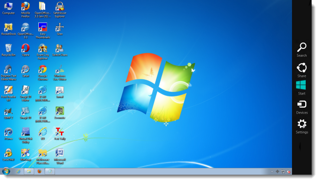 Добавление панели Charms из Windows 8 в Windows 7, Vista и XP