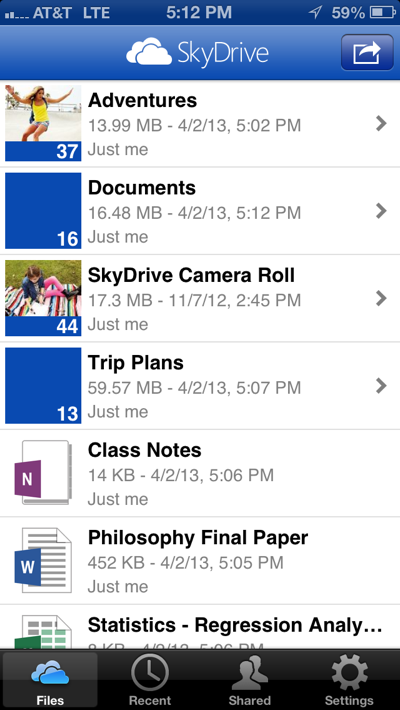 SkyDrive 3.0 для iOS