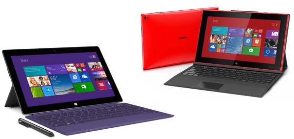 Microsoft Surface (слева) и Nokia Lumia 2520 (справа)