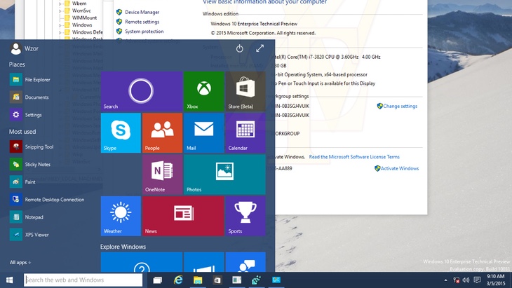 Меню «Пуск» Windows 10 получило прозрачность