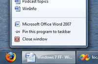 Возможности панели задач Windows 7