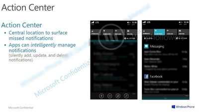 Новый скриншот Центра уведомлений Windows Phone 8.1