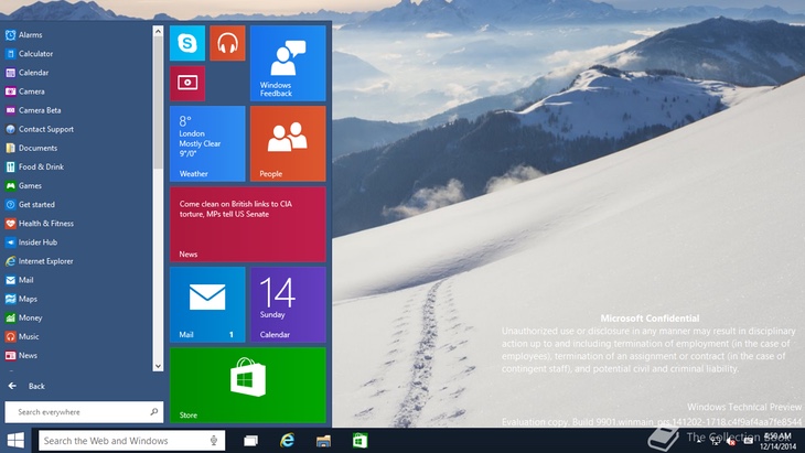 Windows 10 Build 9901 показывает новые возможности