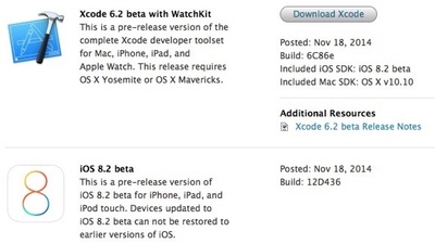 Состоялся релиз iOS 8.2 beta 1 и WatchKit SDK