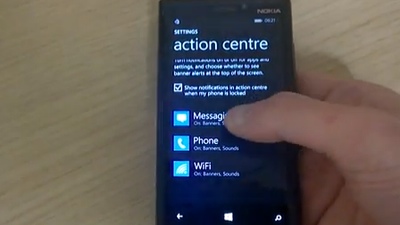 Видео работы Центра уведомлений Windows Phone 8.1