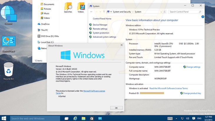 Новые скриншоты Windows 10 build 10022