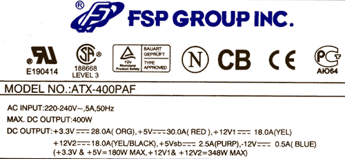 Блок питания FSP ATX-400PAF