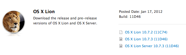 Apple выпустила OS X Lion 10.7.3 build 11D46