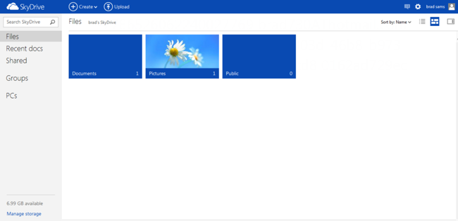 Microsoft SkyDrive Metro